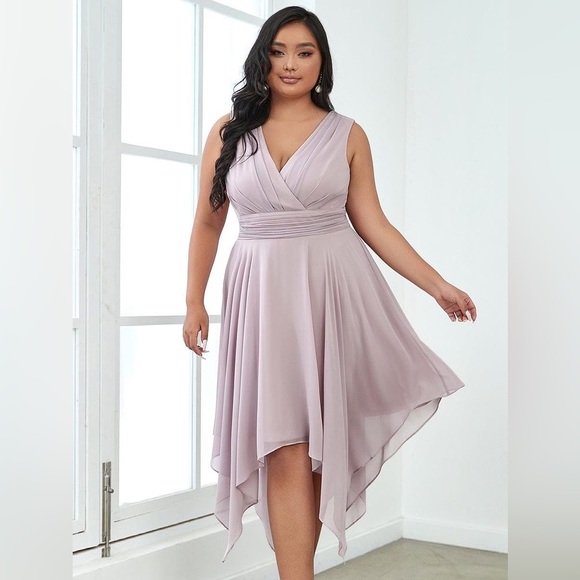 Ever Pretty Irregular Hem Chiffon Knee Length Lilac Dress size 12 - Picture 1 of 11